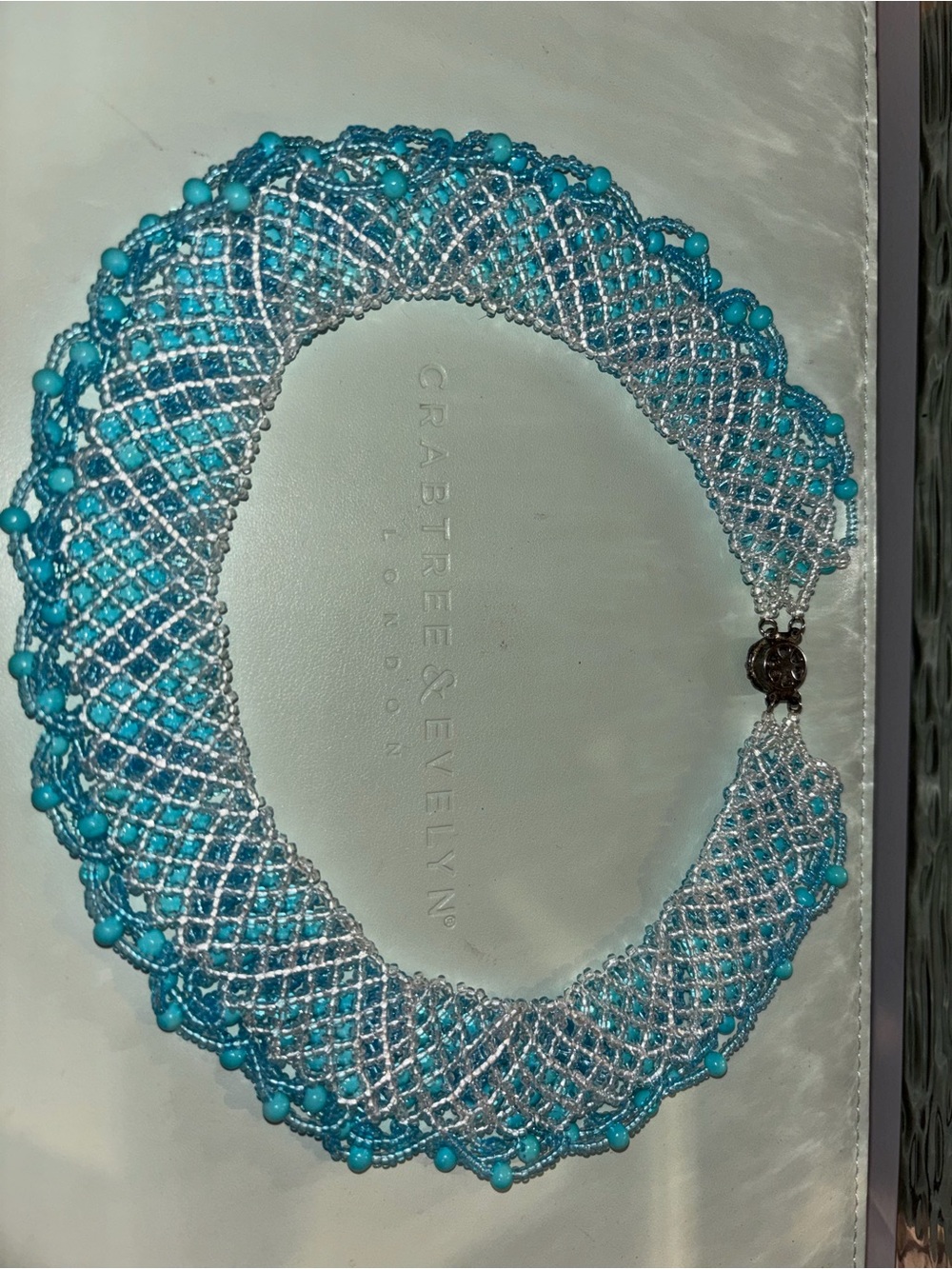 Turquoise Beaded Braided Choker Necklace - Women Jewelry - Picture 3 of 3